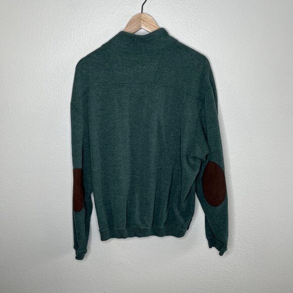 Cremieux Mens Green Retro Elbow patch 1/4 Zip Pullover Sweater XL - Picture 6 of 10